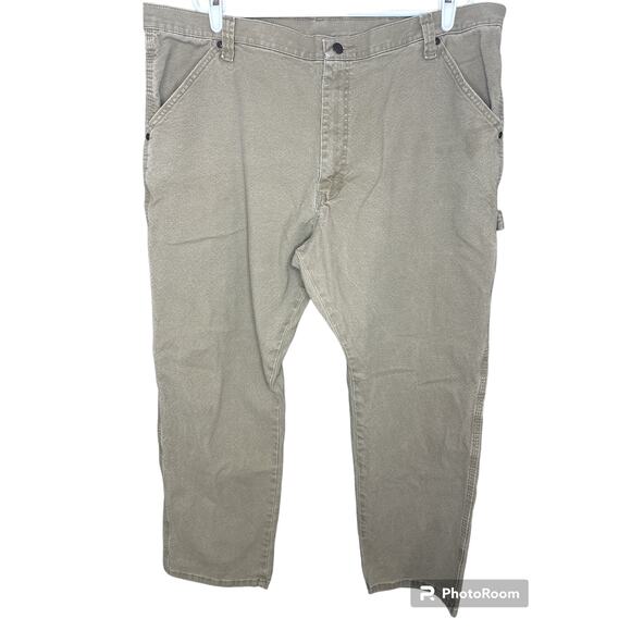 Wrangler Khaki Tan Carpenter Cargo PantsWith Flex Straight Leg Jeans Size 42X30 - Picture 1 of 7